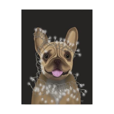 Fab Funky 'French Bulldog, Christmas Lights 2' Canvas Art,35x47